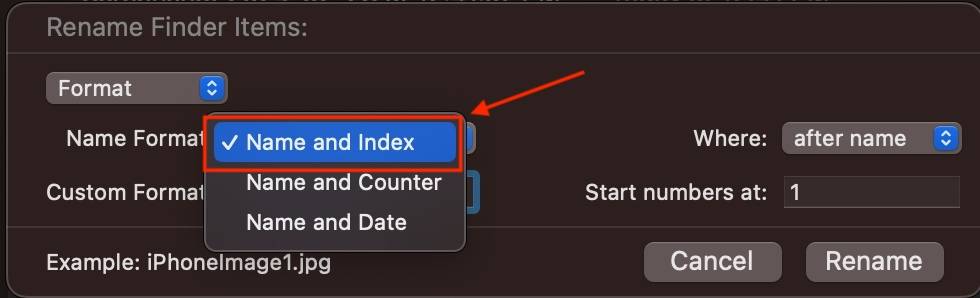 select-name-format-in-rename-finder-item-dialog-box-on-mac