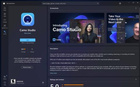 camo studio for windows 应用程序现在可以在microsoft商店下载