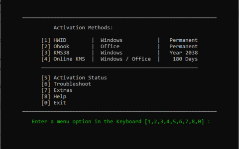 microsoft激活脚本 （mas）hwid / ohook / kms38 / online 的 windows 和 office 激活器 kms 激活方法