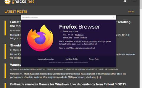 firefox 95.0.2 修复了某些 amd cpu 系统上的崩溃问题