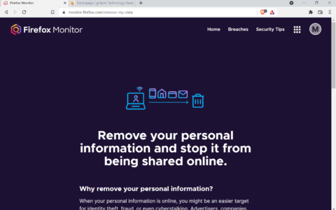 firefox monitor 现在可能会从 internet 上删除个人信息