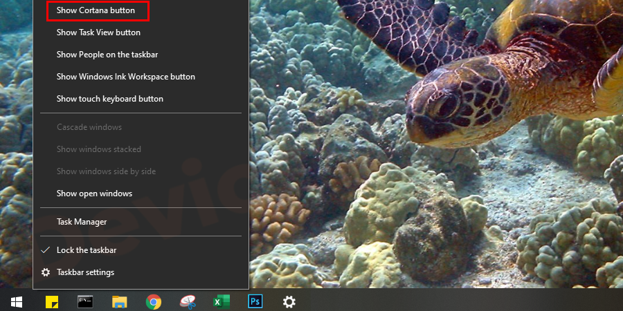 right-click-on-task-bar-to-show-cortana-button